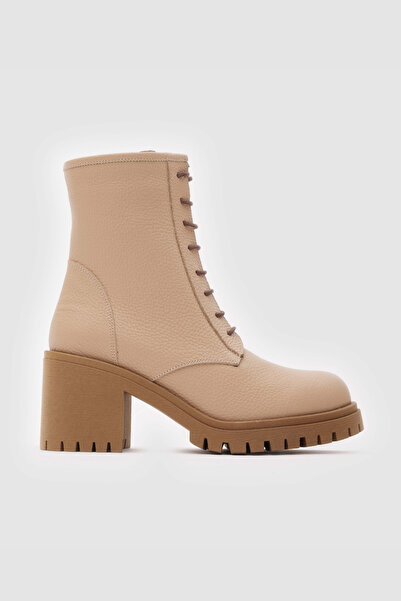 TOGO Nude Bej Hakiki Deri Kadın Postal Bot [060083]