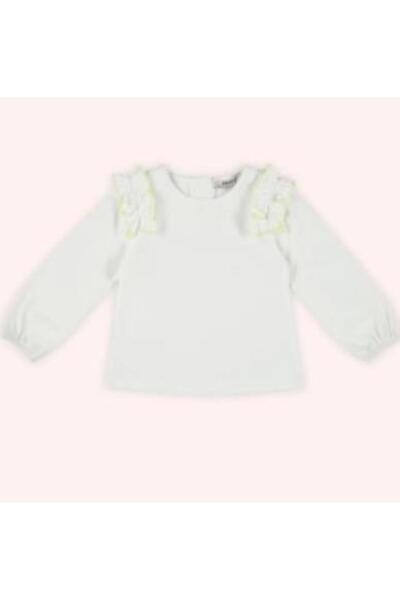 Panço KIZ ÇOCUK BÜZGÜ DETAY UZUN KOLLU T-SHİRT GK7008