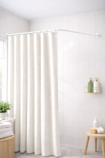 Banio Home - Beyaz Köşeli (L) ve (U) Şeklinde Banyo Duş Borusu (80*80*80 cm)