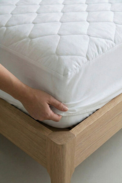 Nart Home Yatak Alezi Pamuklu Kapitone Fitted Full Kenar Sıvı Geçirmez Yatak Koruyucu Beyaz