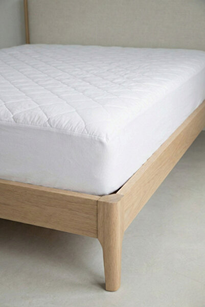 Nart Home Yatak Alezi Pamuklu Kapitone Fitted Full Kenar Sıvı Geçirmez Yatak Koruyucu Beyaz