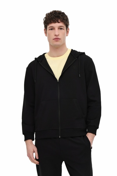 lumberjack MB SN72 FZ HOD 6FX crna muška majica sa rajsferšlusom