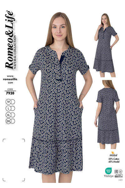 ROMEO LİFE Γυναικείο βαμβακερό ύφασμα με κουμπιά με λεπτομέρεια κομψό φόρεμα ...