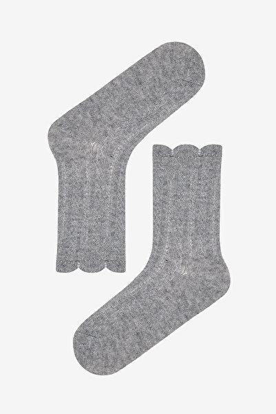 Penti Ruffle Jacquard Dark Gray Socks