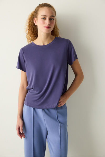 Penti Tricou modal cu croială normală Indigo Crew Neck