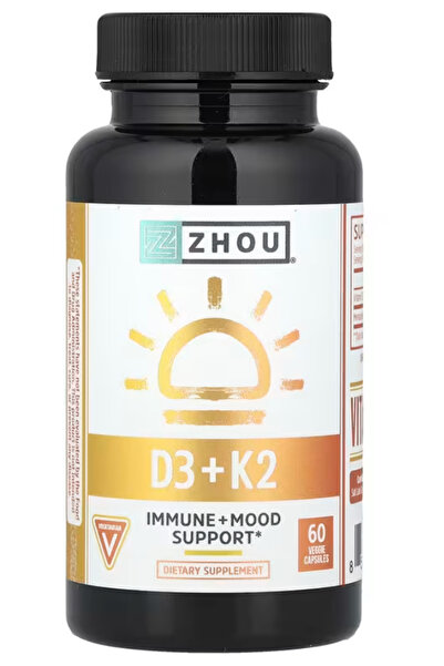 Zhou Nutrition D3+K2 - Vitamin D3 K2 Supplement for Women & Men, Immune Suppo...