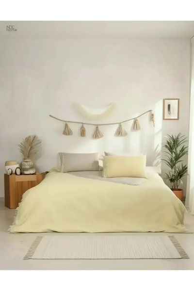 NDC HOME Односпальний комплект постільної білизни з двостороннім жовтим забар...