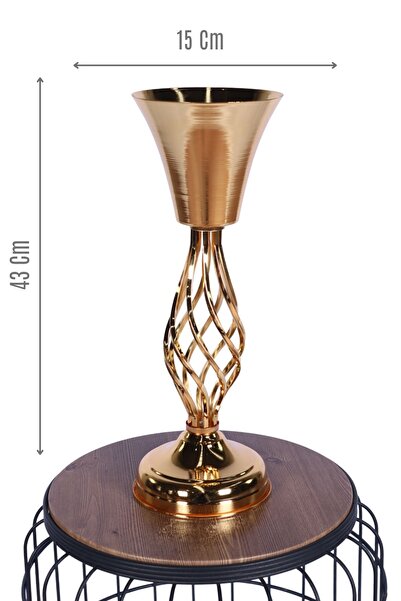 Yapay Çiçek Sitesi Metal Decorative Twisted Candlestick Flower Holder Vase Go...