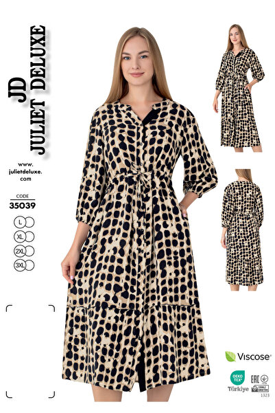 Juliet Deluxe Γυναικείο φόρεμα με μοτίβο από ύφασμα βισκόζης 35039