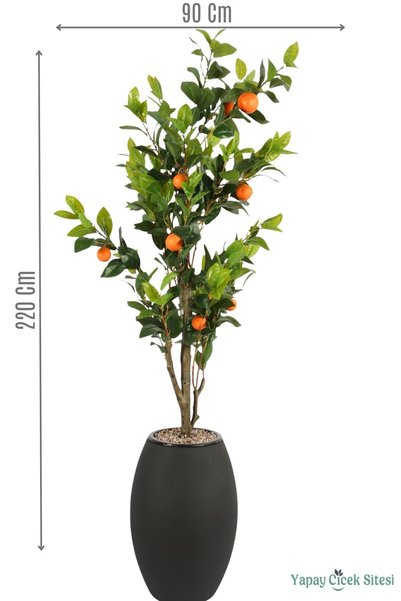 Yapay Çiçek Sitesi Siyah Fiber Saksıda Portakal Ağacı 220 cm
