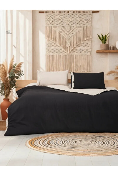 NDC HOME Сирий чорний двосторонній односпальний комплект постільної білизни