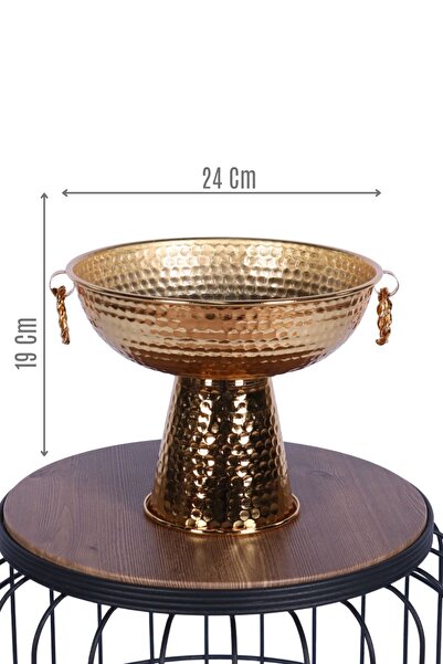 Yapay Çiçek Sitesi Metal Dekoratif Ayaklı Sunumluk Çiçeklik Küpeli Altın 19 Cm