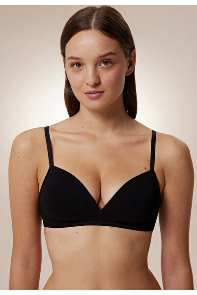 Penti # Sutien negru confortabil din bumbac fără sârmă