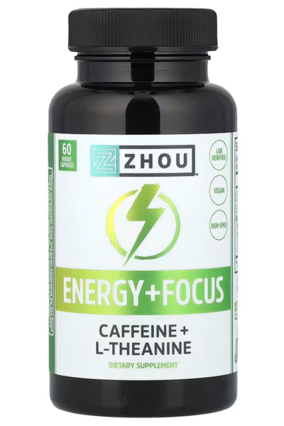 Zhou Nutrition Energy + Focus - L Theanine Caffeine Pills, L-Theanine, Natura...