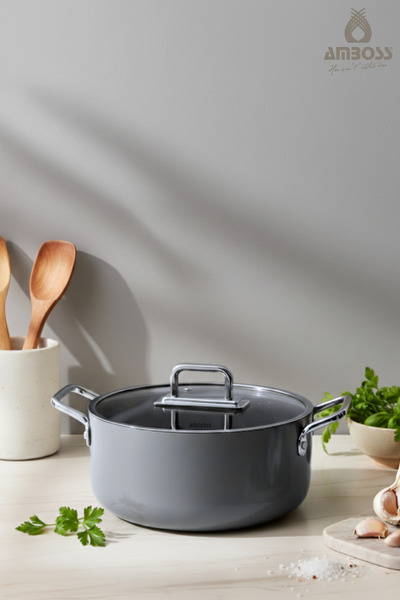Amboss Sera Nova Seramik Yanmaz Yapışmaz Derin Tencere 20 cm – Gri