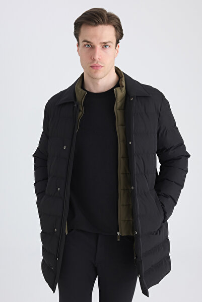 D'S Damat Ds Damat Regular Fit Siyah Düz Mont