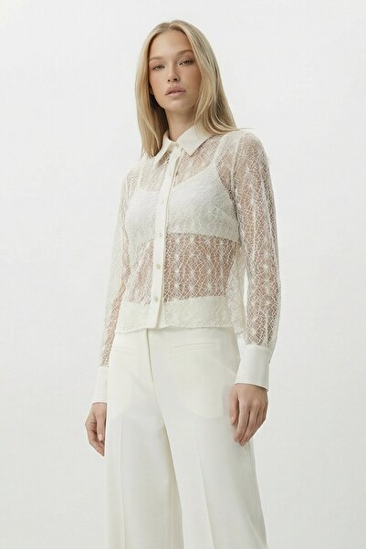 VAGGON Крем Гупюр Преміум Дизайн Сорочка з сирого льону