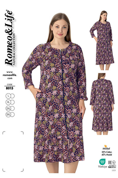 ROMEO LİFE Γυναικείο φόρεμα μεγάλου μεγέθους από βαμβακερό ύφασμα μοντάλ με σ...