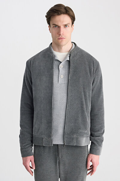 D'S Damat Ds Damat Regular Fit Anthracite Corduroy Coat