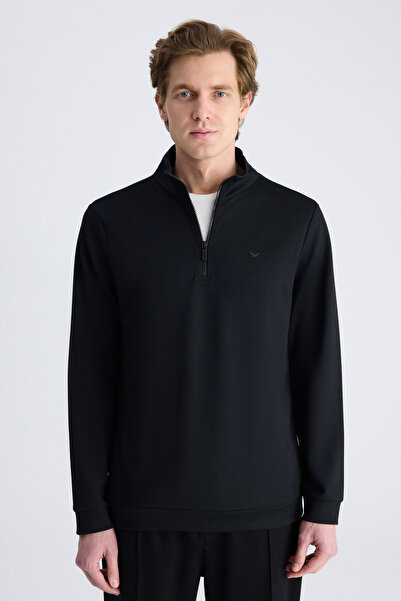 D'S Damat Ds Damat Regular Fit Siyah Düz Modal Sweatshirt