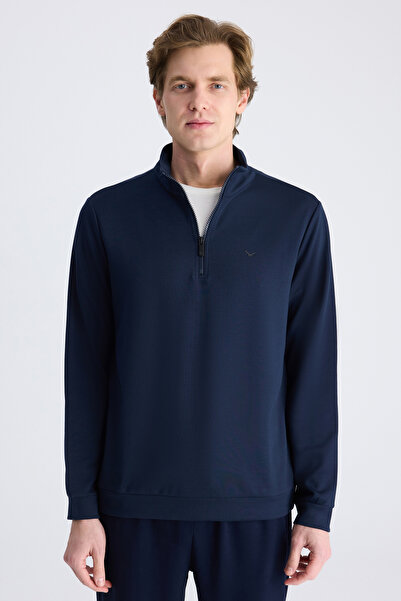 D'S Damat Ds Damat Regular Fit Синій однотонний модальний світшот