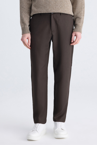 D'S Damat Ds Damat Comfort Fit Brown Plain Tencel ™ Cotton Blend Lycra Jogger...