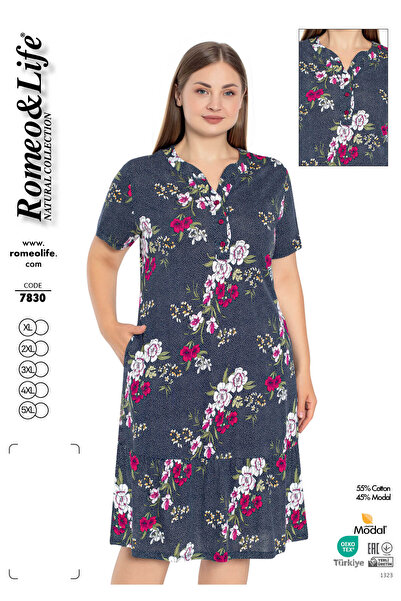 ROMEO LİFE فستان نسائي صيفي مقاس كبير من القطن بنمط مودال 7830