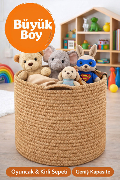 SERENALP Çok Amaçlı Örgü Düzenleyici Sepet, Oyuncak Sepeti, Kirli Sepeti Bohe...