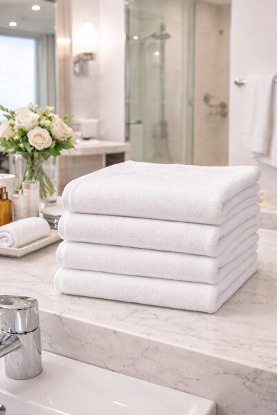 Gön Ev Tekstili White Hotel Towel 6 Pieces, 200 Gram Hand Towel, 100% Cotton ...