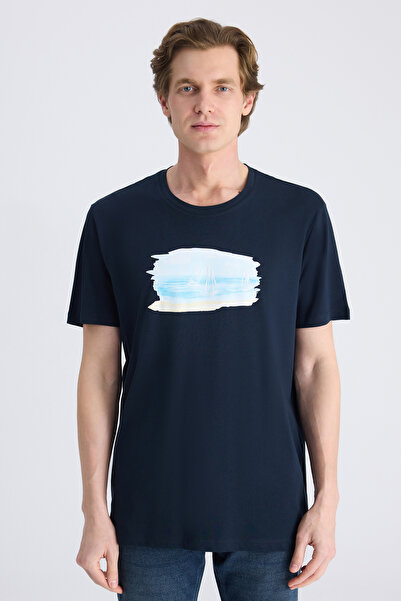 D'S Damat Ds Damat Regular Fit tamnoplavi jednobojni 100% pamuk komad T-shirt