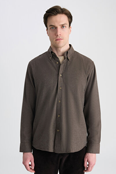 D'S Damat Πουκάμισο Ds Damat Comfort σε καφέ χρώμα από γαμπαρντίνα