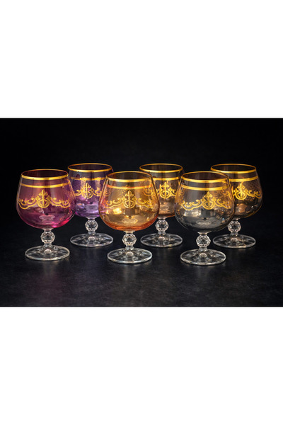 FERMATO Handmade Crystal Liza Mixed Lustered 6-Piece Presentation Cup Coffee ...