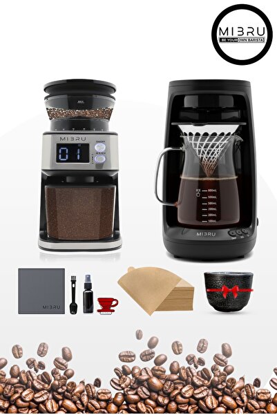 MIBRU مجموعة قهوة V60 المتخصصة - مجموعة باريستا من 5 قطع مع مطحنة قهوة كهربائ...