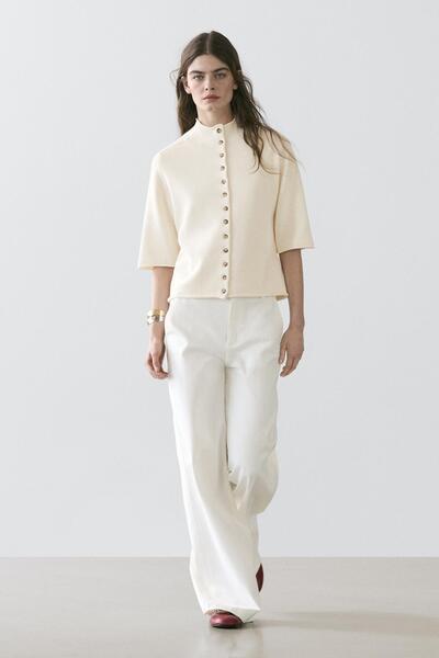 Massimo Dutti Dirsek boy kısa kollu triko hırka