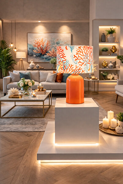 retro home design Turuncu Ayaklı Deniz Börülcesi Baskı Model Kumaş Şapkalı Şı...