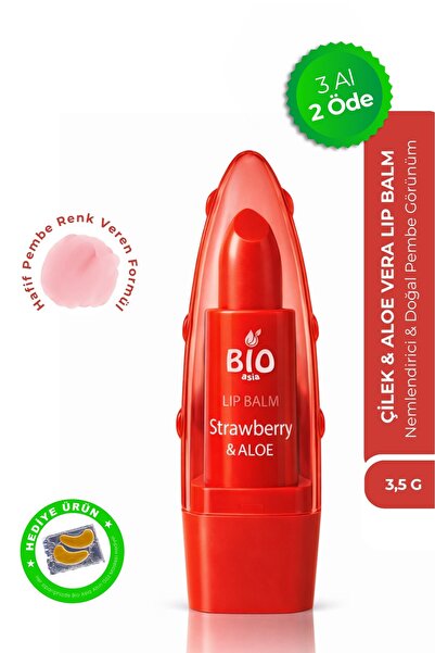 Bio Asia Çilek & Aloe Vera Lip Balm – Besleyici, Tatlı Aromalı Yoğun Dudak Ne...