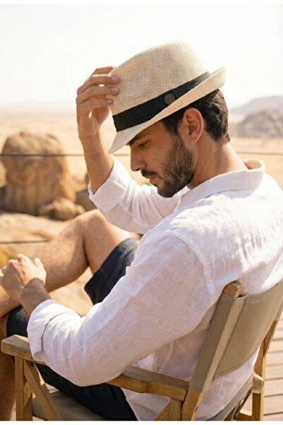 LAGRANZE قبعة صيفية من القش الفاخر جاكسون فورت للرجال