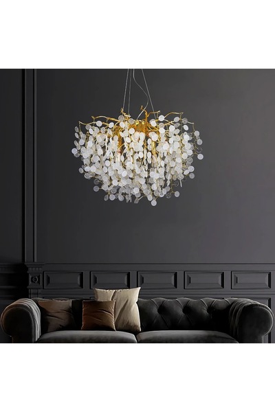 qwell ثريا الثلج الابيض مودرن ذهبي كريستال ثلجي