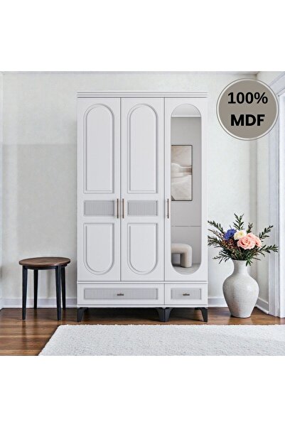 comiet Slope 3 Kapaklı Mdf Ayaklı Tasarım Country Gardırop