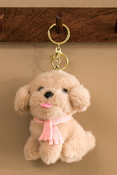 Selay Oyuncak Selay Tongue Out Dog 4500 Plush Keychain Brown