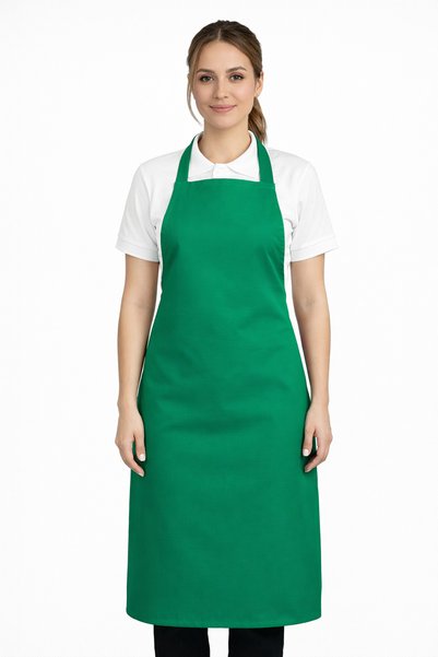 TOKER TEKSTİL Green Kitchen Apron with Waist Tie and Straps