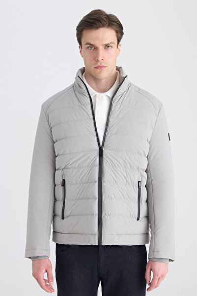 Twn Relaxed Fit Gray Plain Coat