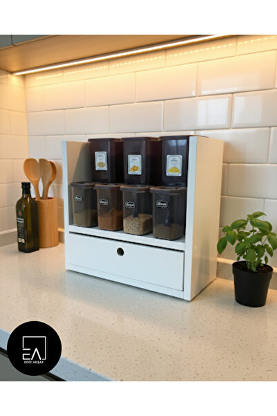ediz ahşap %100 mdf minimal çekmeceli dekoratif çok amaçlı baharatlık tezgah ...