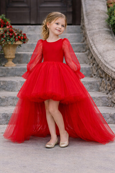 SUNEH Κοριτσίστικο φόρεμα με κοντό μπροστινό μέρος, μακρύ πίσω μέρος με λεπτο...