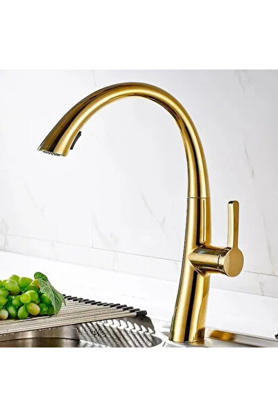 OEM Μπαταρία κουζίνας με συρόμενο σπρέι Zena, γυαλιστερό χρυσό