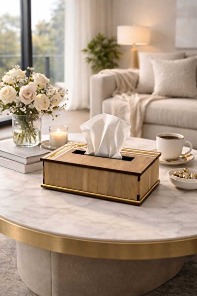 LAZORİAE صندوق مناديل خشبي