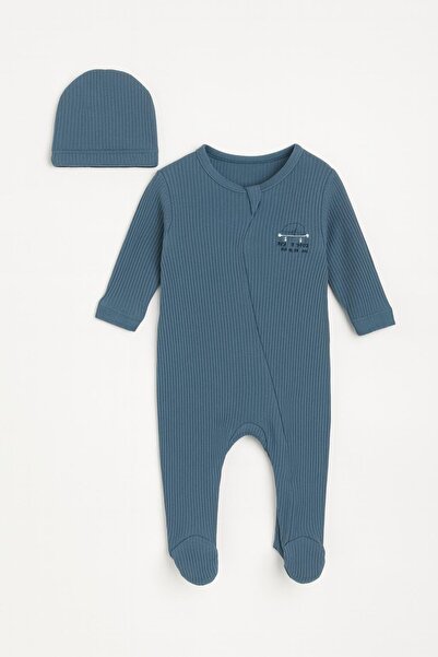 Bebessi UNİSEX BEBEK FİTİLLİ KUMAŞ FİL ARMALI TULUM GK111