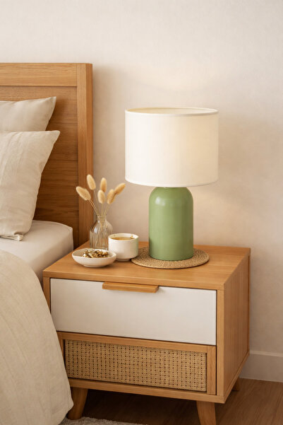 retro home design Yeşil Sıvama Ayaklı Komidin Üstü Şık Dekoratif Silindir Şap...