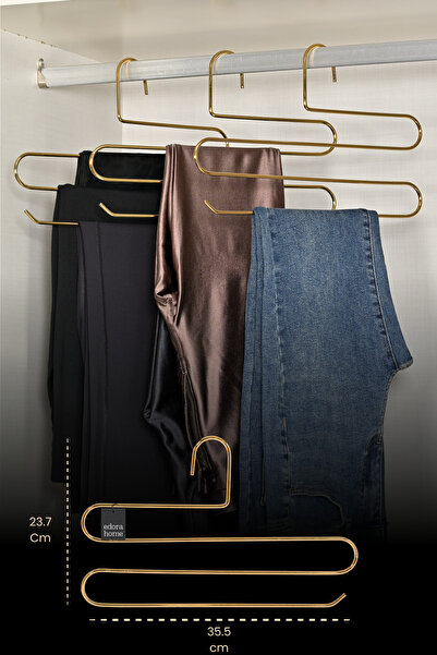 Edora Home Altın 10 lu Dolap İçi 3 Katlı Pantolon, Şal, Eşarp Askısı, Gardrop...