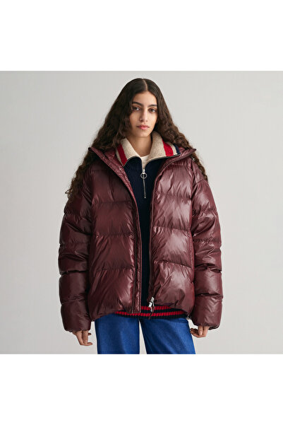 Gant Erkek Bordo Oversize Fit Kapüşonlu Kuş Tüyü Mont